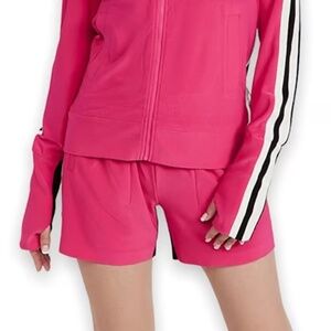 NORMA KAMALI Pink tracksuit shorts with black side stripes | Small *